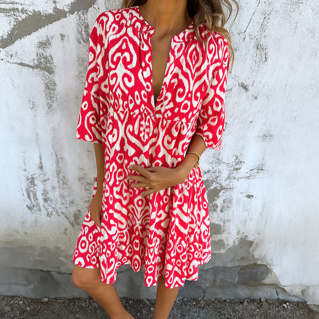 Fiori – Elegant Afslappet V-Hals Kjole