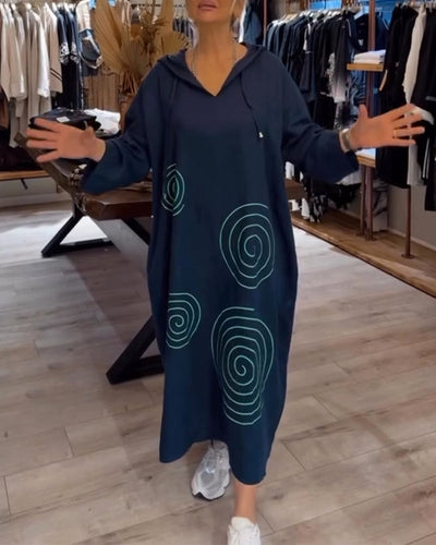 Kjole Med Hætte Langærmet Løs Pasform