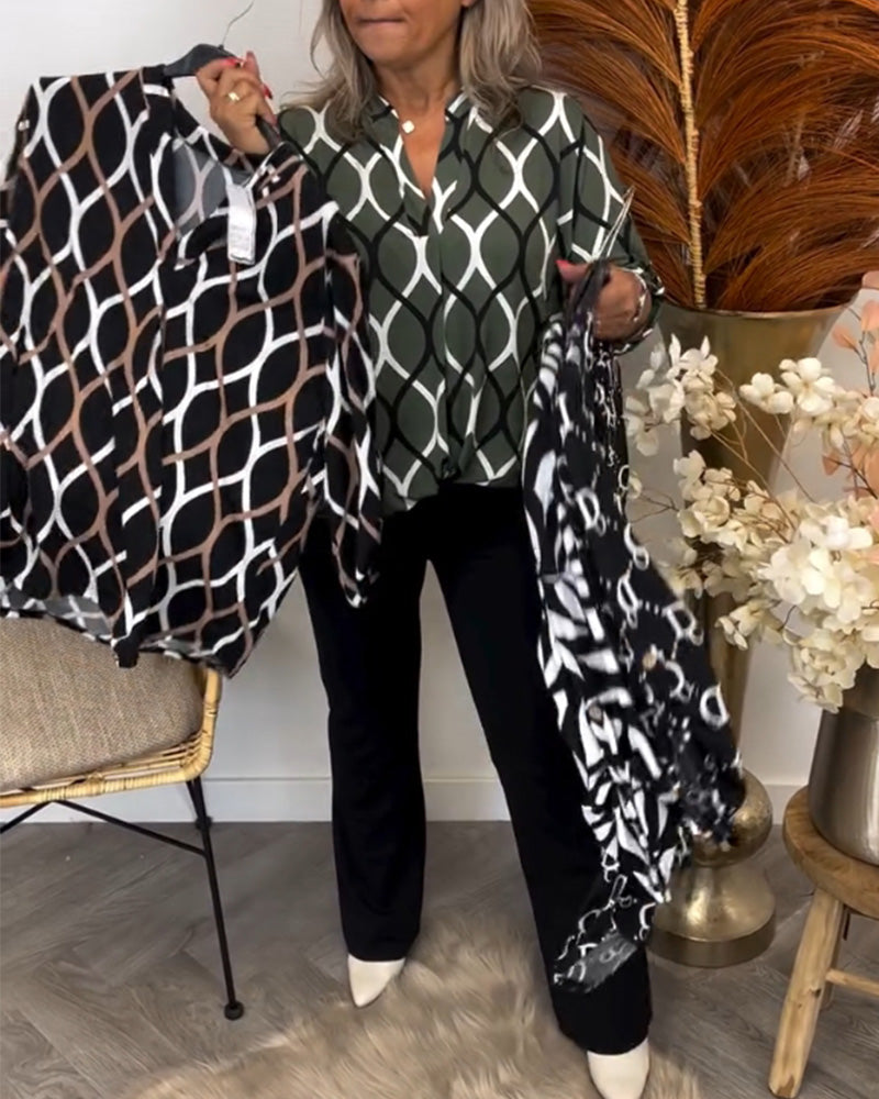 Lene – Bluse med Grafisk Print