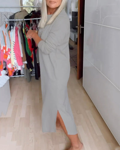 Afslappet Kjole med Rund Hals