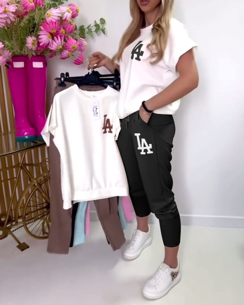 Set Sportieve Letters Druk Tights