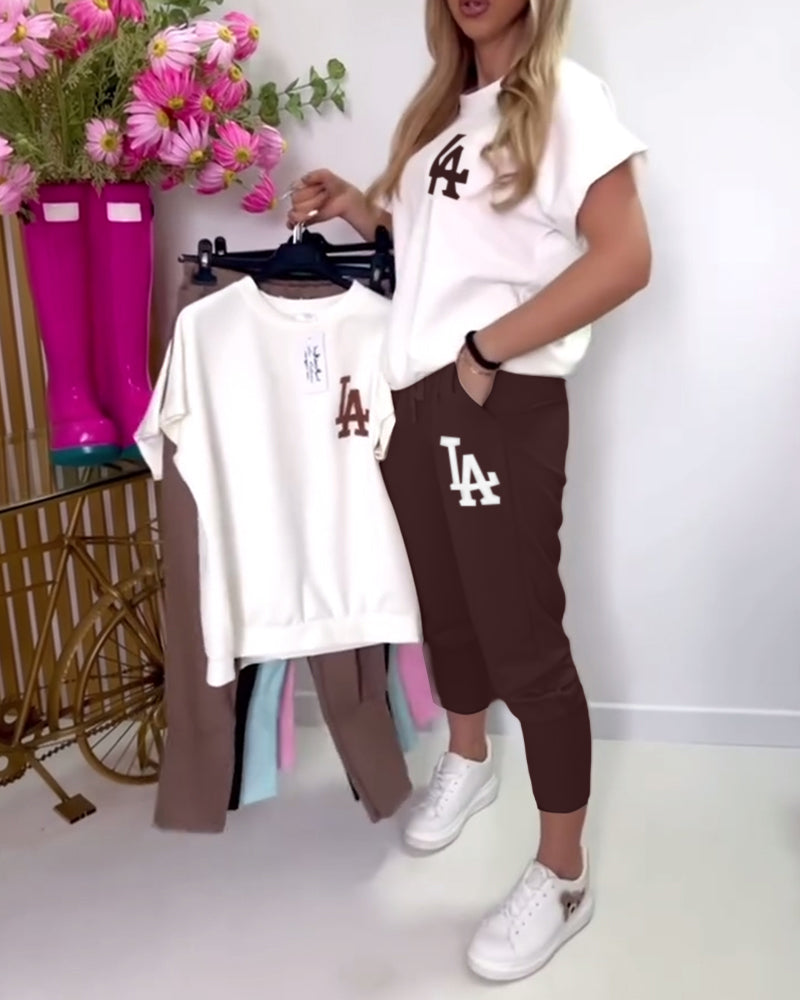 Set Sportieve Letters Druk Tights