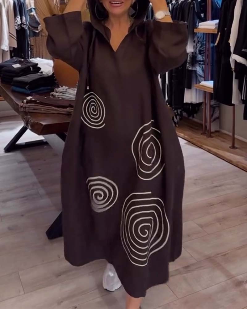 Kjole Med Hætte Langærmet Løs Pasform