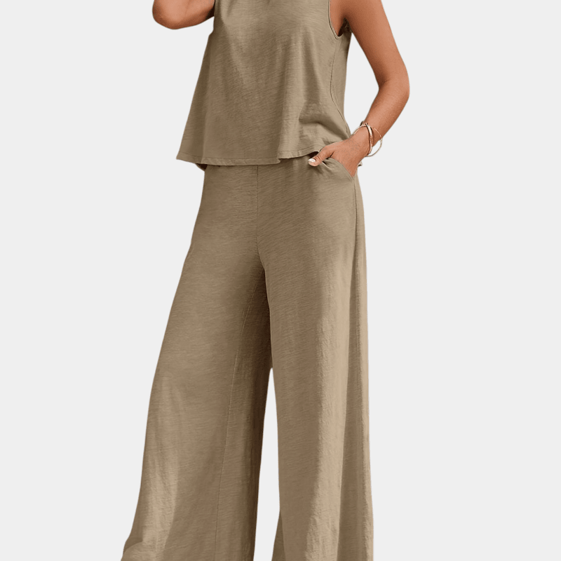 Helle-To-delt Outfit Sæt - Stilfuld ærmeløs top og brede bukser