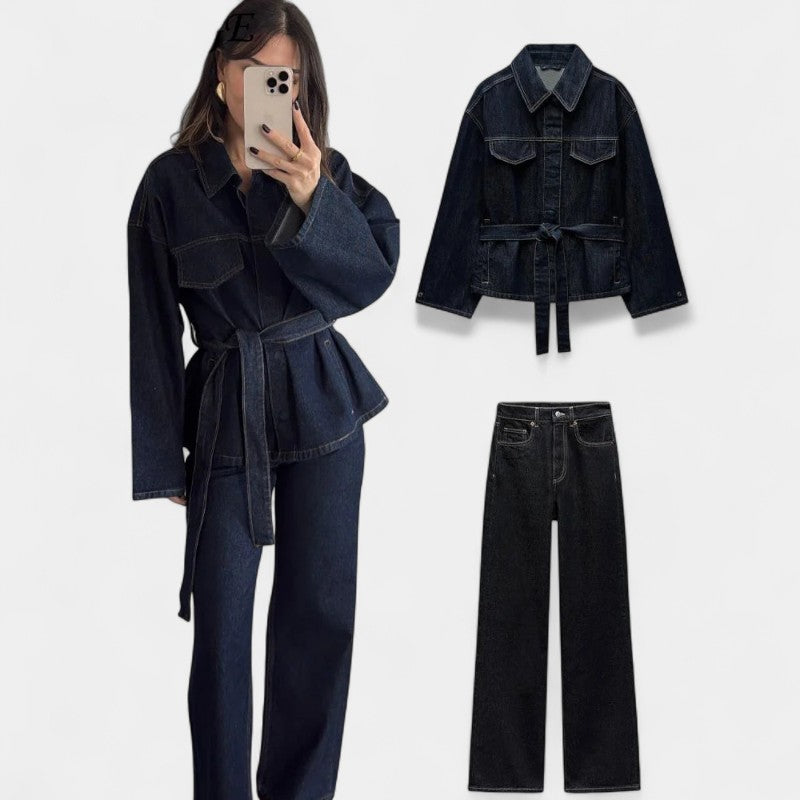 Tweedelt Denim Sæt - Jeans og matchende denimjakke
