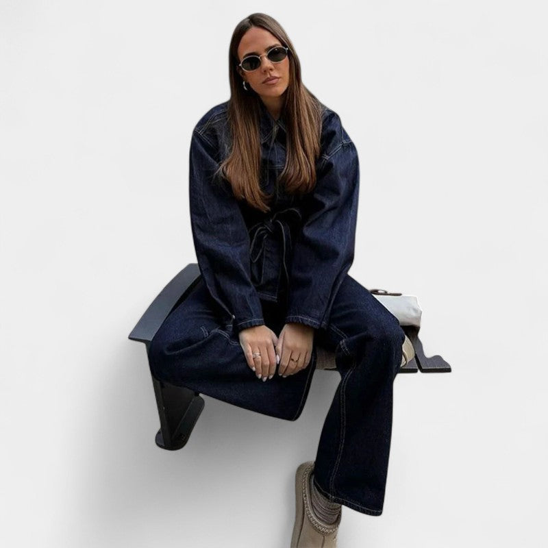 Tweedelt Denim Sæt - Jeans og matchende denimjakke