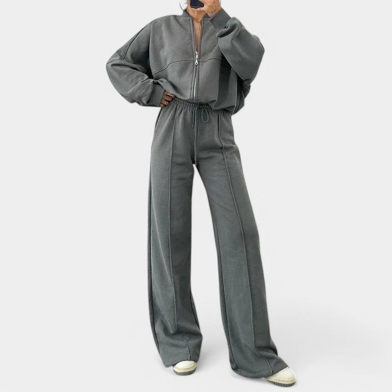 Emma Outfit-Set - Tweedelige joggingbroek met vest en brede broek