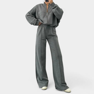 Emma Outfit-Set - Tweedelige joggingbroek met vest en brede broek