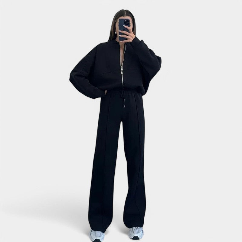 Emma Outfit-Set - Tweedelige joggingbroek met vest en brede broek