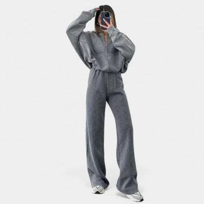 Emma Outfit-Set - Tweedelige joggingbroek met vest en brede broek