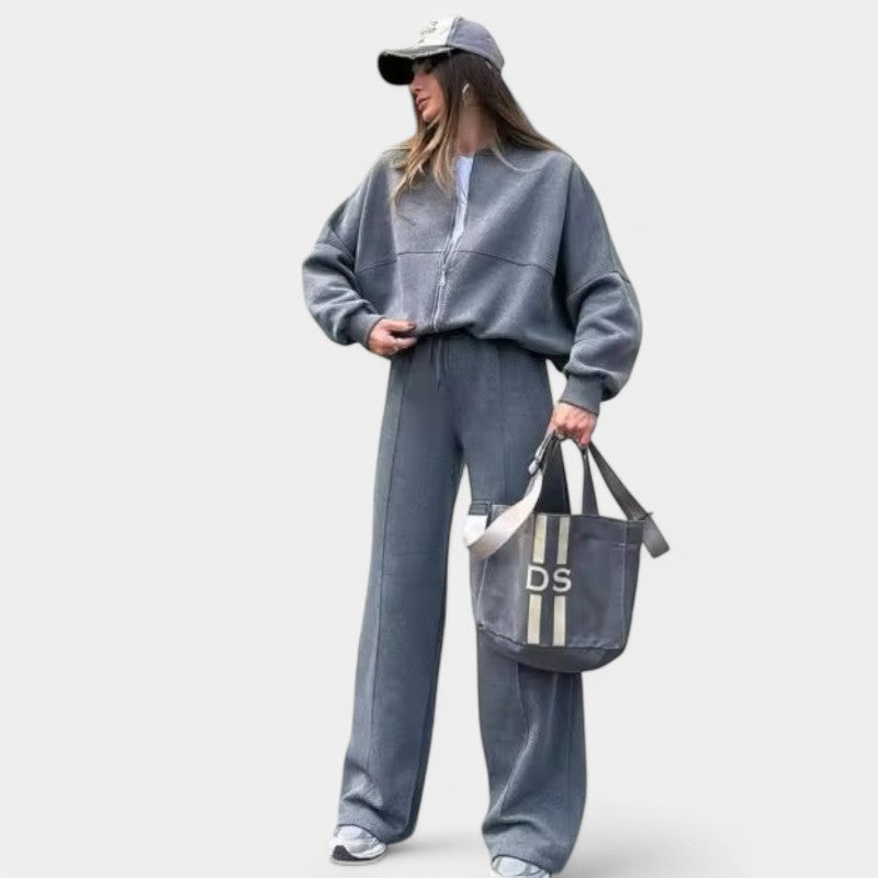 Emma Outfit-Set - Tweedelige joggingbroek met vest en brede broek