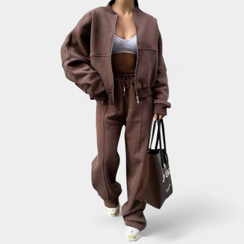 Emma Outfit-Set - Tweedelige joggingbroek met vest en brede broek