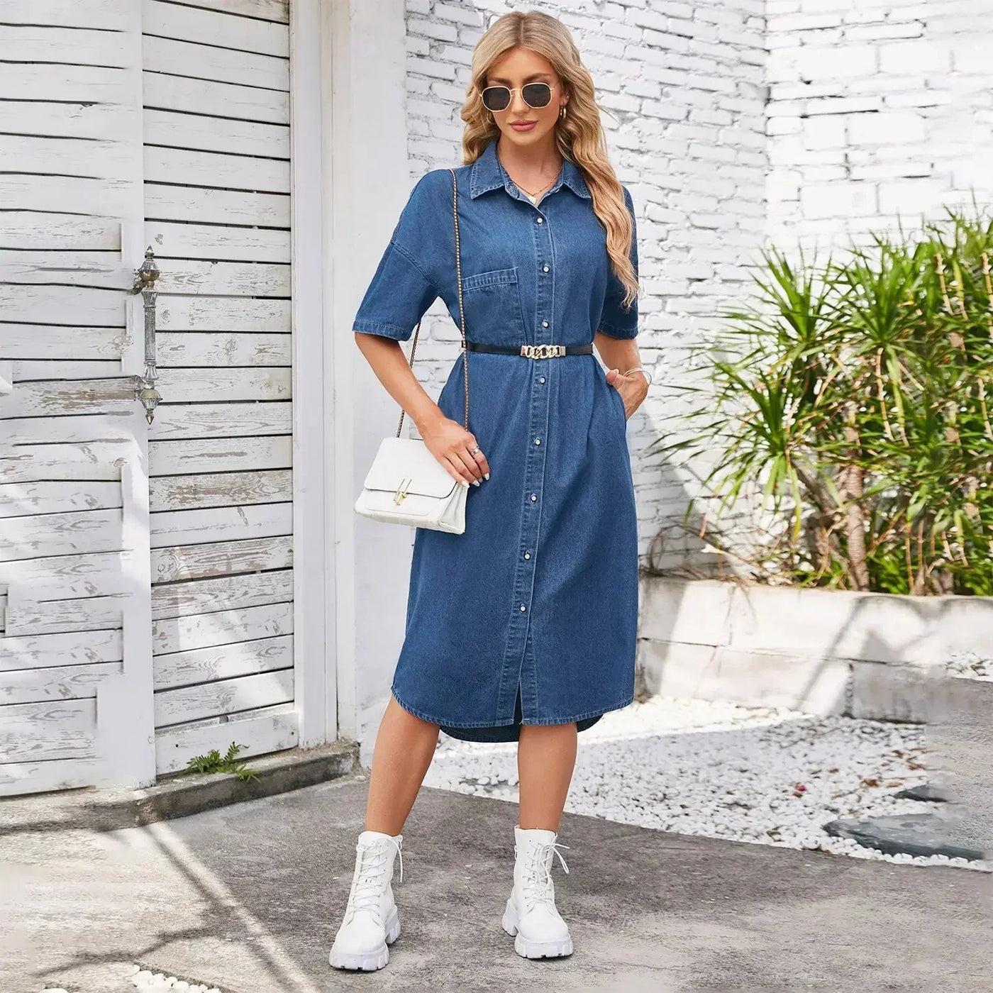 Nera – Stilfuld Denim Maxikjole