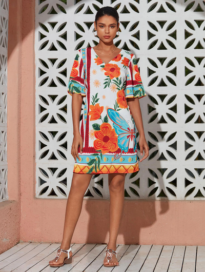 Sommerlig Printet Mini-Kjole