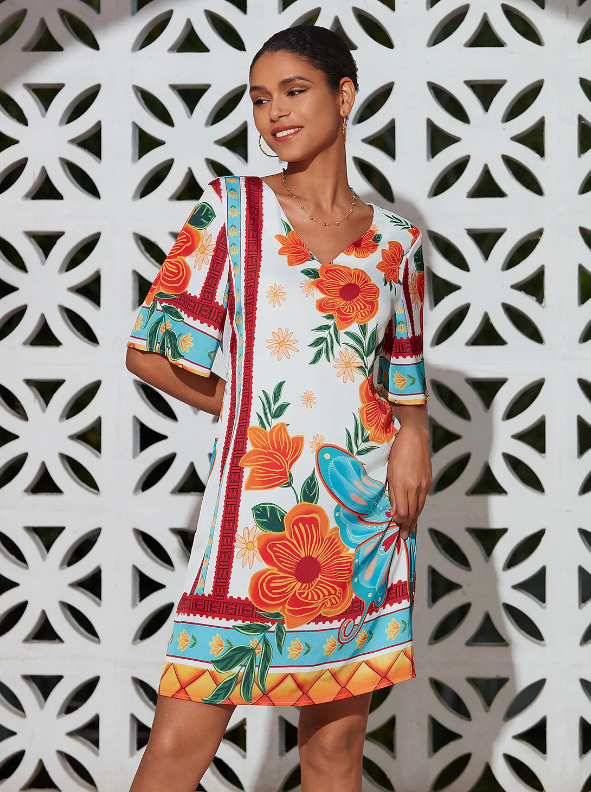 Sommerlig Printet Mini-Kjole