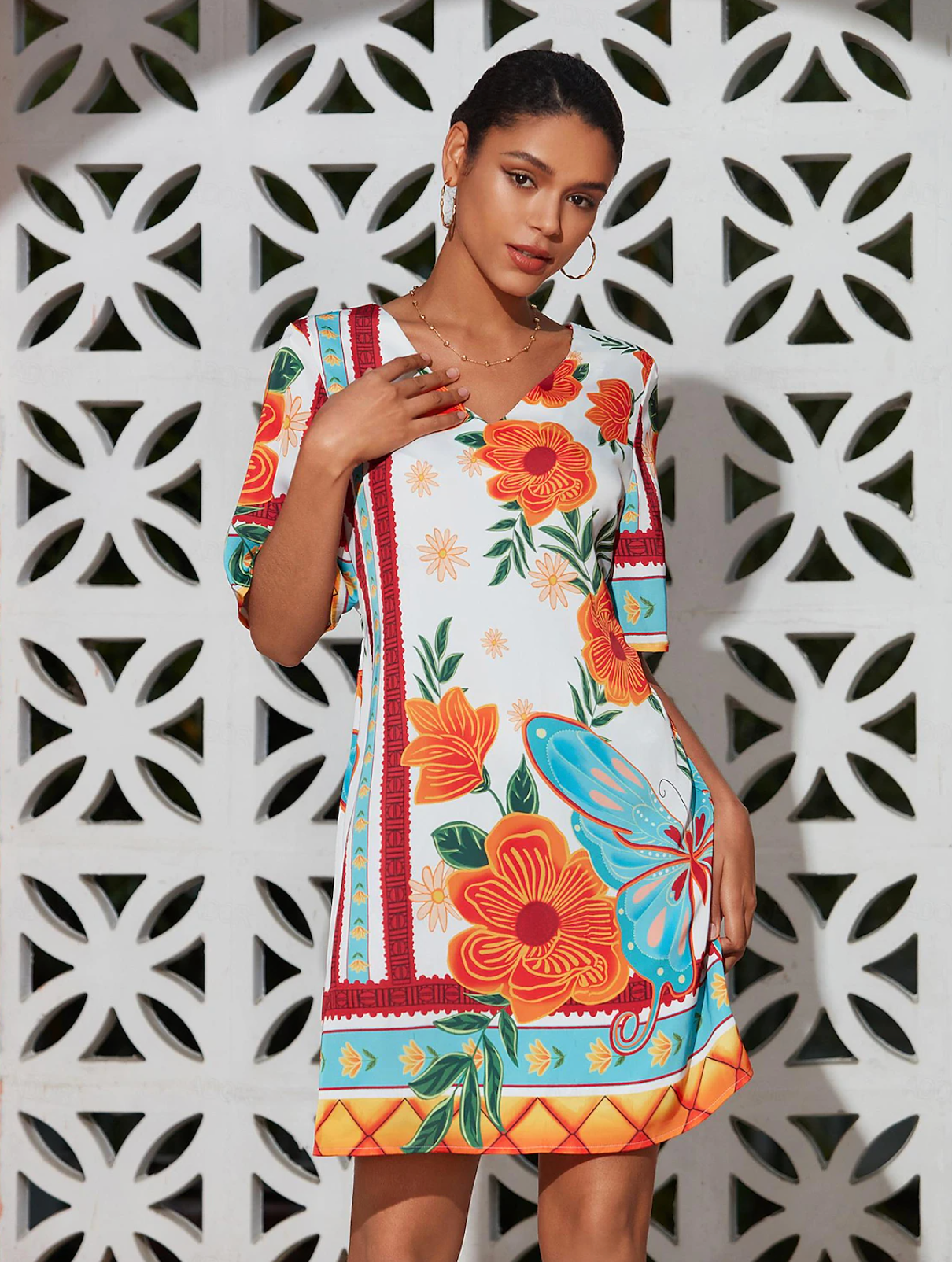 Sommerlig Printet Mini-Kjole