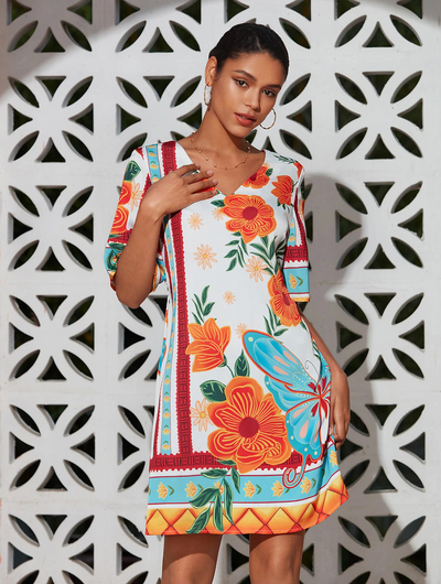 Sommerlig Printet Mini-Kjole