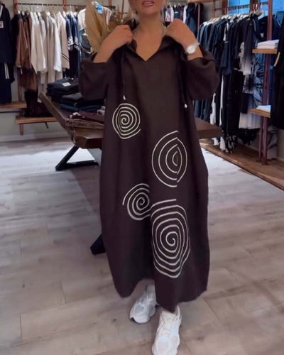 Kjole Med Hætte Langærmet Løs Pasform